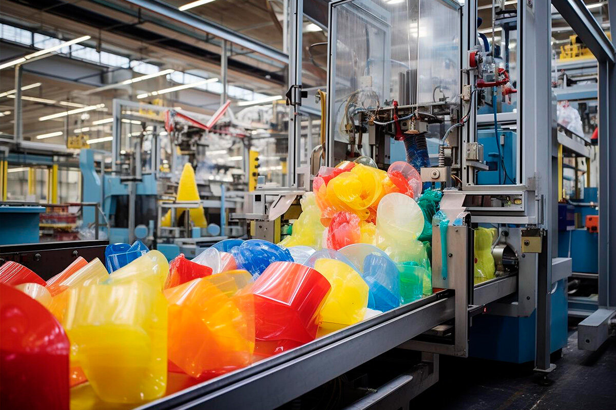 La producción de plástico de bambú.